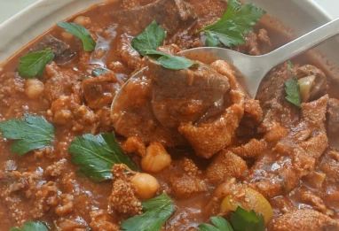 Douwara mchermla (tripes et poumon en ragoût)