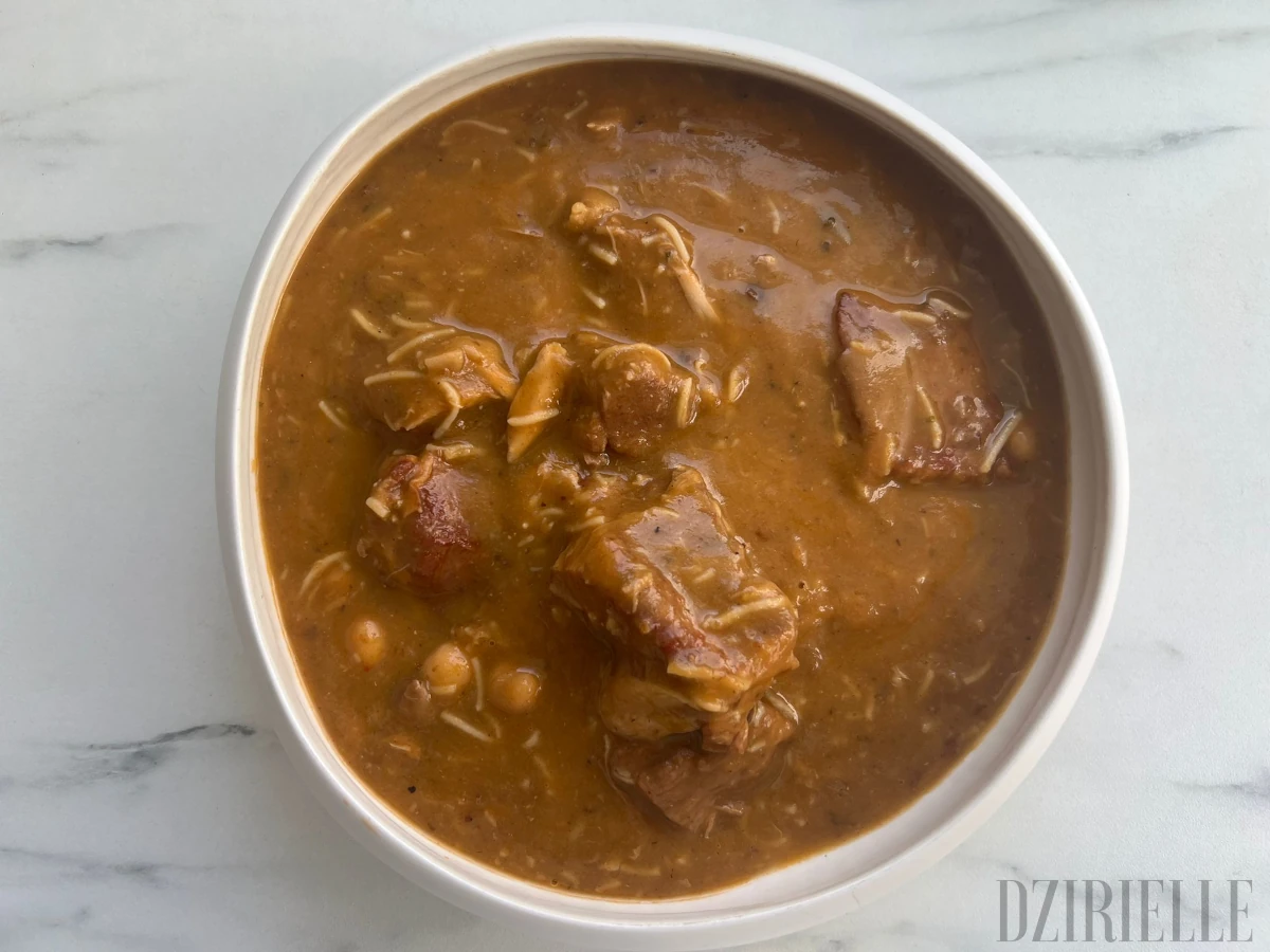 Harira aux lentilles et aux deux viandes