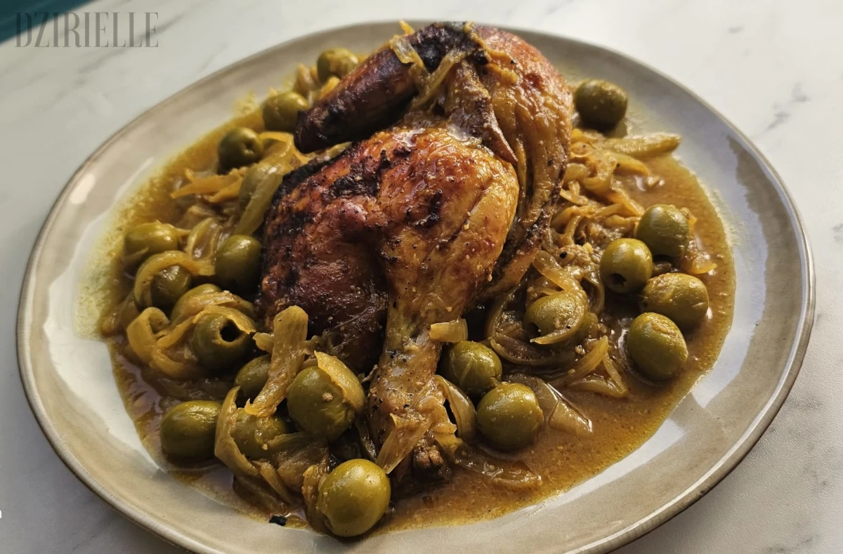 Tajine de poulet aux olives et citron confit