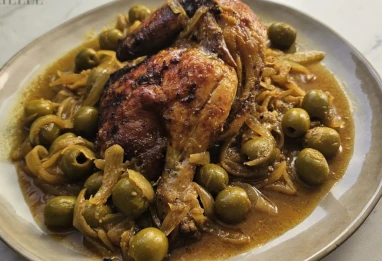 Tajine de poulet aux olives et citron confit