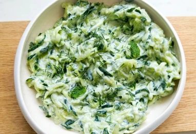 Tzatziki et salade de concombre au yaourt et à la menthe