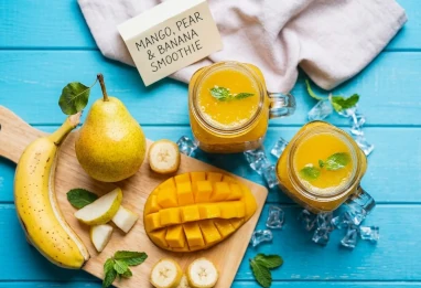 Smoothie mangues poires bananes